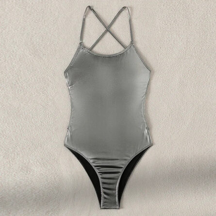 Metallic Waves Silver Swimsuit - Image 12
