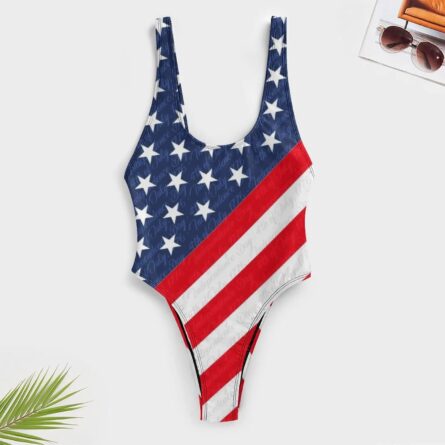 Patriotic Stars and Stripes One-Piece Swimsuit - Image 8
