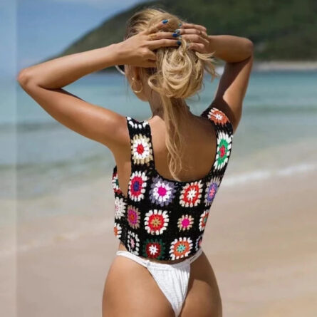 Sun-Kissed Crochet Beachscape Cover Up Top - Image 22