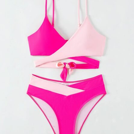 Pink Criss Cross Cut Out Bikini – Bild 15