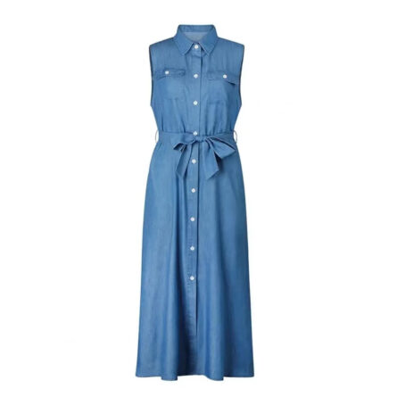 Beautiful Casual Summer Belted Denim Dress - Image 11