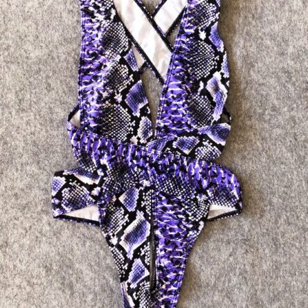Neon Snake Bandage Cut Out Thong Swimsuit – Bild 4