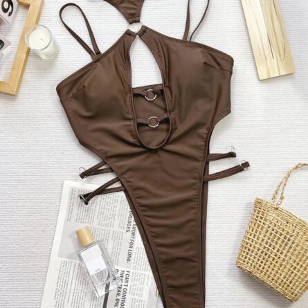 Sultry Seaside High Neck Thong Swimsuit - Image 3