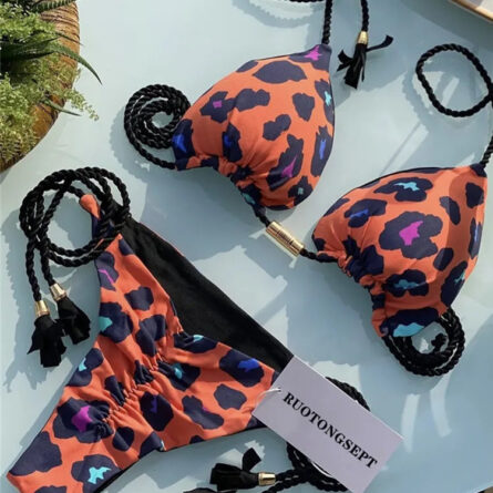 Isabella Tassel Side Tie Halter Bikini - Image 61