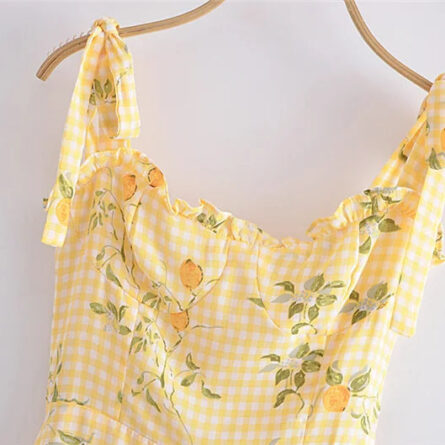 French Lemon Corset Style Mini Dress - Image 8