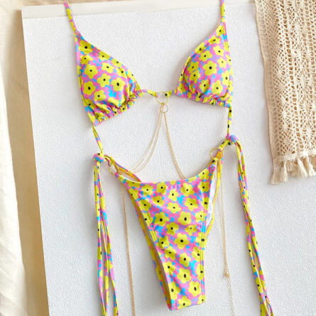 Exotic Sunset Triangle Chains Brazilian Bikini – Bild 6
