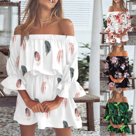 All Summer Long Sexy Off Shoulder Chiffon Beach Dress – Bild 11