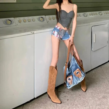 USA American Flag Jeans Denim Shorts Hot Pants - Image 17