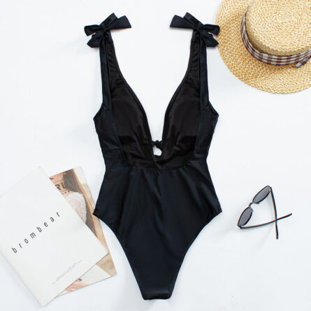 Classic Beautiful Bow Tie Shoulder Swimsuit – Bild 6
