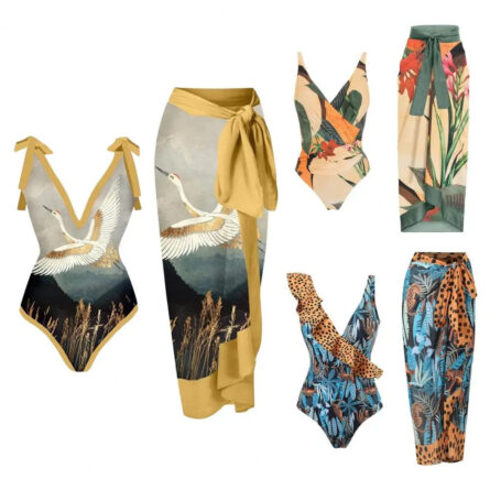 Palm Paradise Swimsuit & Beach Cover Up Sarong Set - Image 4