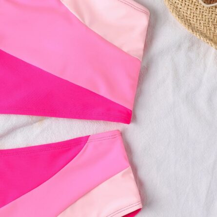 Sarah Pink Colorblock High Waist Bikini – Bild 14