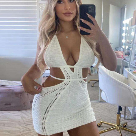 Greek Goddess Glamour Hollow Out Mini Dress - Image 3