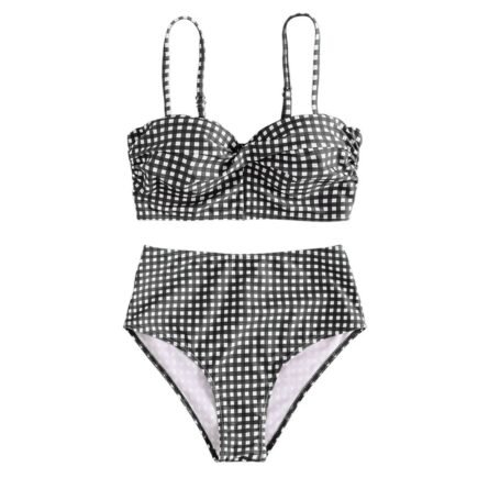 Confident Coastline Plaid High Waist Bikini - Image 10
