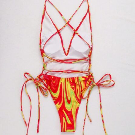 Sunset Lace Up Sexy Backless One Piece Swimsuit - Image 20