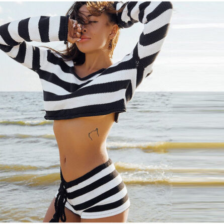 Bring The Heat Knit Stripe Crop Top & Shorts Set - Image 13