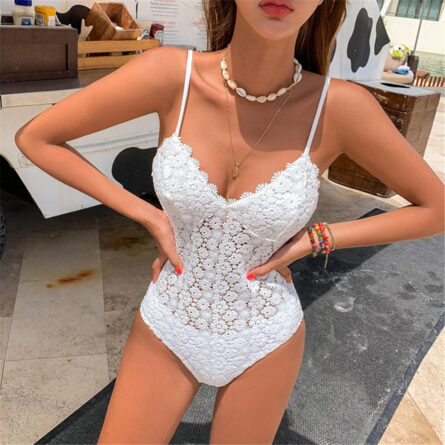 White Lace Goddess Push Up Swimsuit - Image 13