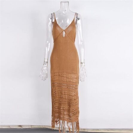 Sunset and Swim Sexy Fringe Tassel Crochet Beach Cover Up Dress - Image 5