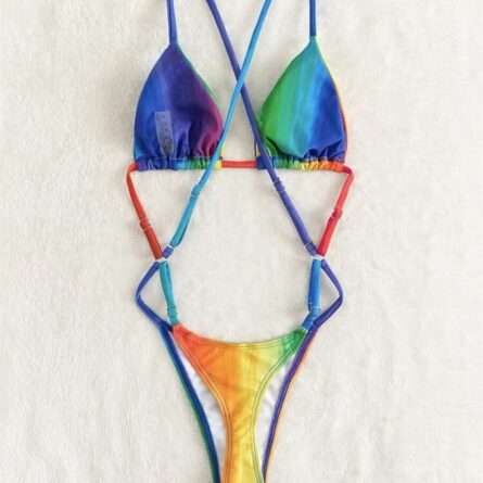 Rainbow Delight Sexy Micro One Piece G String Thong Swimsuit – Bild 10