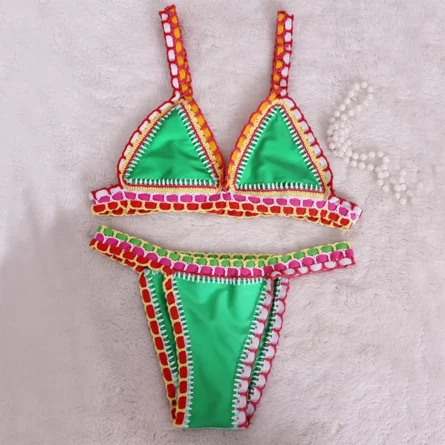 Neon Reef Neoprene Crochet Bikini - Image 5