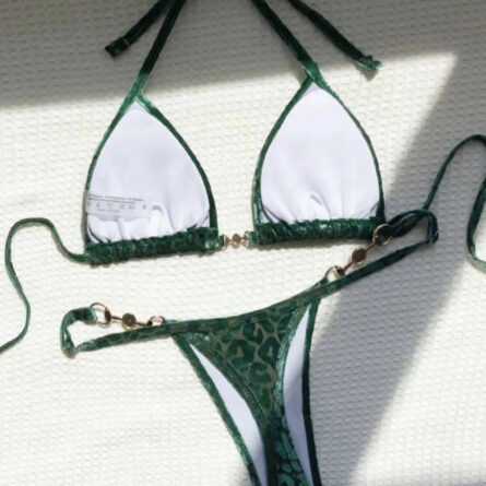 Wild Allure Sexy Leopard Micro Velvet Thong Bikini - Image 6