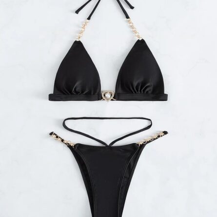 Chain Linked Halter Triangle Bikini – Bild 8