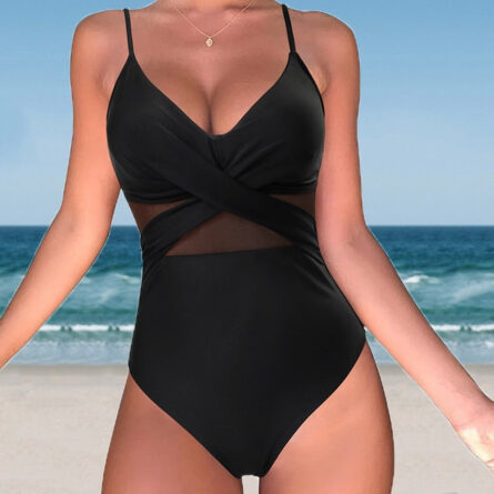 Solid One Piece Tummy Slimming Design Swimsuit – Bild 3