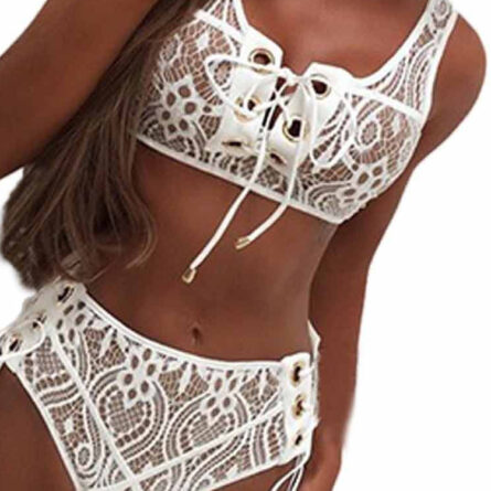 Lush Lace Goddess High Waist Bikini White - Image 9