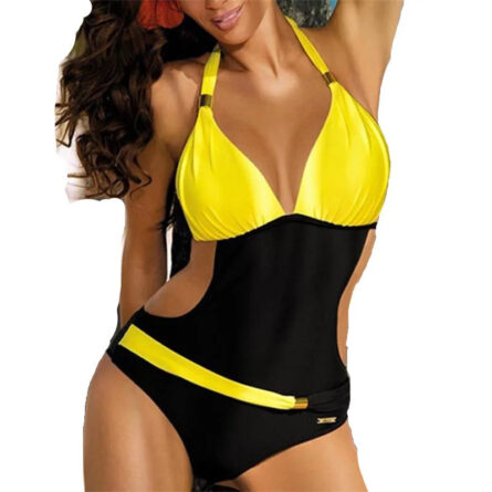 Angelica Waist Cut Out Halter One Piece Swimsuit - Image 5