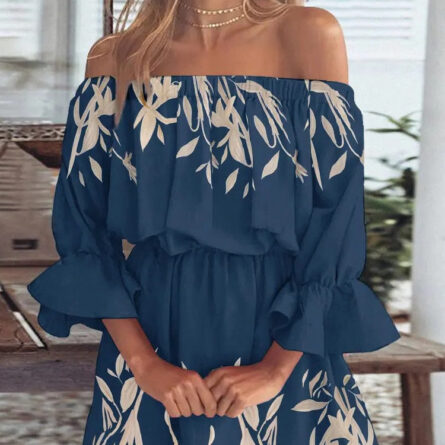 All Summer Long Sexy Off Shoulder Chiffon Beach Dress – Bild 10