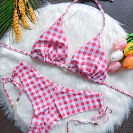 Seaside Picnic Gingham Triangle Bikini – Bild 6