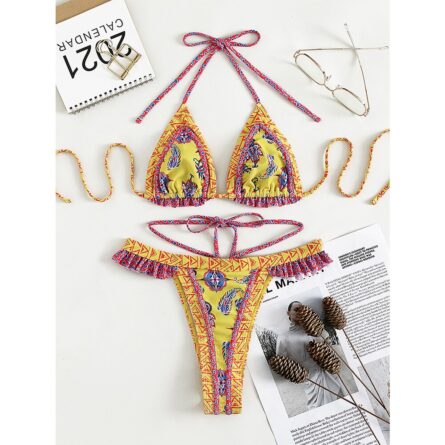 Sexy Temptress Strappy Side Brazilian Ruffle Bikini – Bild 13
