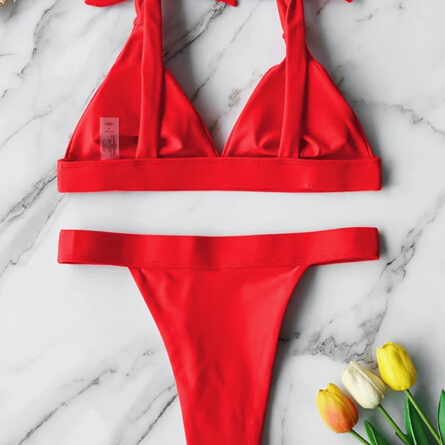 Adriana High Cut Shoulder Tie Bow Bikini - Image 15