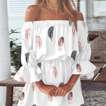 All Summer Long Sexy Off Shoulder Chiffon Beach Dress – Bild 18