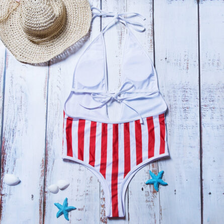 American Flag 4th Of July Deep V Neck One Piece Swimsuit - Image 14