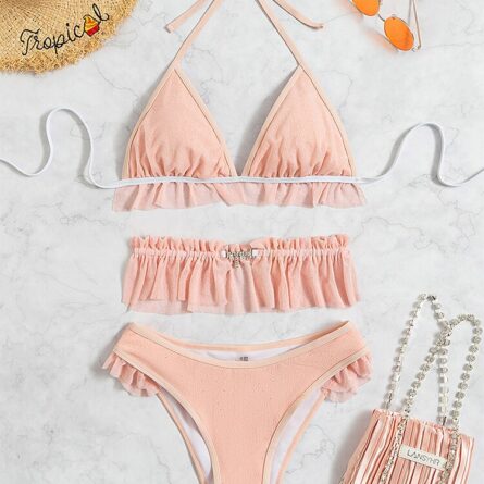 Pink Dreams Sexy Waist Ruffle Detail Bikini – Bild 3