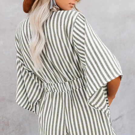 Hamptons Striped V-neck Romper - Image 10