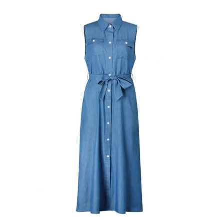 Beautiful Casual Summer Belted Denim Dress - Image 5