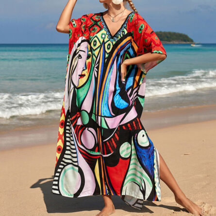 Sunset and Swim Colorful Bohemian Bathing Suit Coverup Kaftan - Image 7