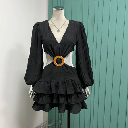 Chic Elegance Cut Out Waist Short Mini Dress - Image 14