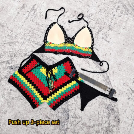 Rainbow Harmony Bohemian Crochet Bikini Set - Image 4