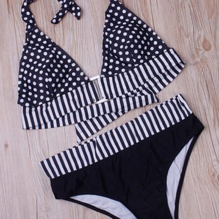 Seductive Polka Dots Bandage Push-Up Bikini Set - Image 6