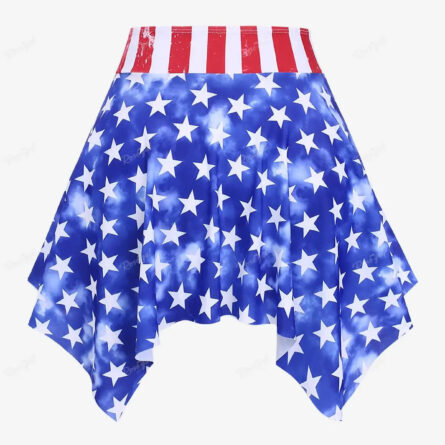 Curvy Confidence American Flag Plus Size Swim Skirt Bikini Set - Image 9