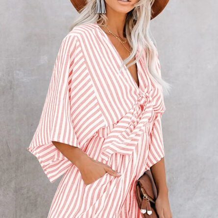 Hamptons Striped V-neck Romper - Image 5
