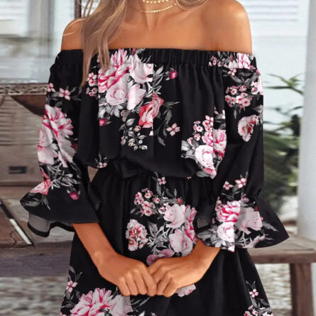All Summer Long Sexy Off Shoulder Chiffon Beach Dress – Bild 4
