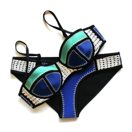 Sunset Shores Chic Neoprene Colorblock Bikini - Image 5
