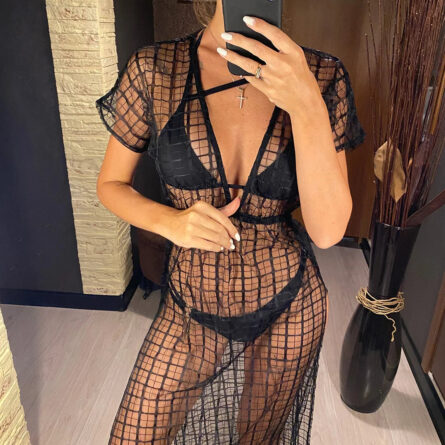 Sunset Allure Sheer Mesh Beach Cover-Up - Image 14
