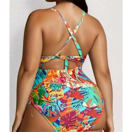 Hawaii Tropical Cut Out Plus Size Swimsuit – Bild 7