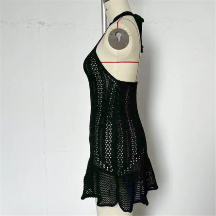 Seaside Whisper Crochet Beach Cover Up Dress - Image 2