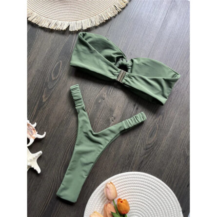 Sea Breeze Stunner Bandeau High Cut Micro Thong Bikini - Image 13