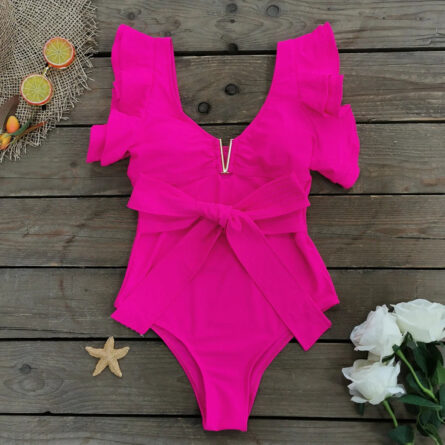 Pure Paradise Ruffle Shoulder Belt Swimsuit - Image 35